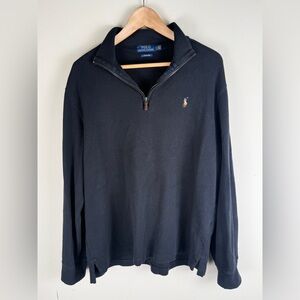 Polo Ralph Lauren Estate Rib Men's Large Navy Blue Long Sleeve 1/4 Zip Sweater